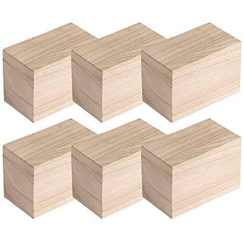 Make Market 6.5” Unfinished Wooden Recipe Box Ready-To-Decorate Wood Recipe Box, Holds 3” x 5” Index Cards - Bulk 6 Pack Make Market