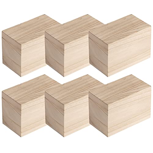 Make Market 6.5” Unfinished Wooden Recipe Box Ready-To-Decorate Wood Recipe Box, Holds 3” x 5” Index Cards - Bulk 6 Pack