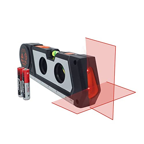 Laser Level Line Tool, 4 in 1 Multipurpose Standard Cross Line Laser Level, 10ft/3M Measure Tape Ruler, 3 Mode Laser Line,3 leveling bubble and Ruler Ayitam