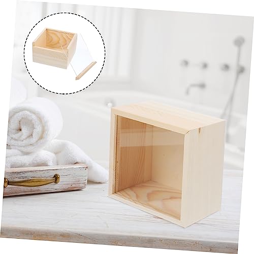 ABOOFAN 5pcs Box Storage Wooden Box Arts and Crafts for Adults Clear Keepsake Boxes with Lids Jewelry Gift Boxes for Earrings Unfinished Wooden Crate ABOOFAN