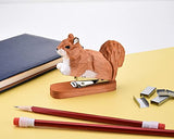 Yoption Wooden Animal Stapler, Squirrel Desktop Stitcher Handmade Wood Carving Statue Sculpture for Children School Office Stationery, Includes 1000 Yoption