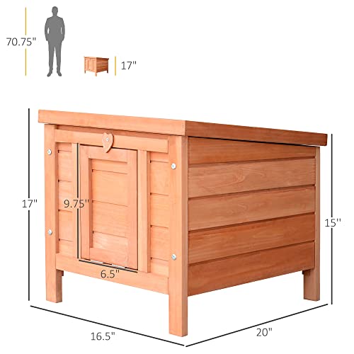 PawHut Small Wooden Rabbit Hutch Bunny Cage Guinea Pig Cage Duck House Dog House with Openable & Waterproof Roof, Natural - WoodArtSupply