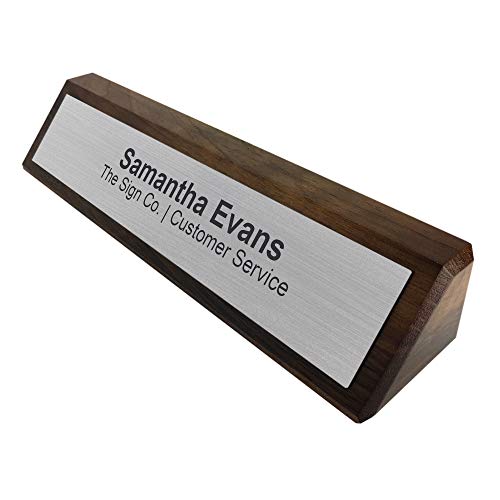 Personalized Office Name Plate for Desk - Custom Name Plate Walnut - Free Engraving