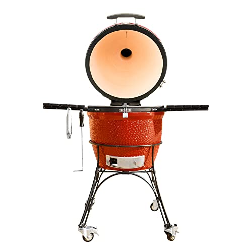Kamado Joe KJ23RHC Classic Joe II 18-inch Charcoal Grill with Cart and Side Shelves, Blaze Red Kamado Joe