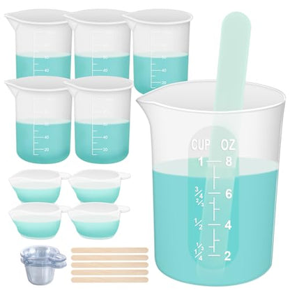 Resiners 36PCS Silicone Measuring Cups Tool Kit - 250ml/8oz &100ml Resin Mixing Cups, Silicone Stir Sticks Pipettes,Easy to Clean,Non-toxic, Durable - WoodArtSupply