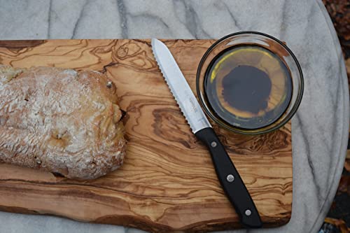 THE LIVE EDGE - Olive Wood Long Charcuterie Board | Rustic Large Wooden Cutting Board for Kitchen | Cheese and Bread Cutting Wood Board | Handmade The Live Edge