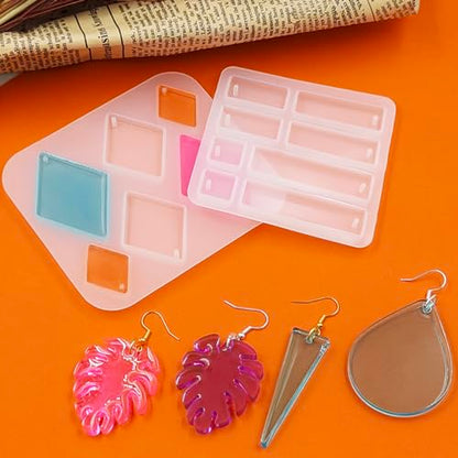 12 Pcs Resin Molds Jewellery, FineGood Epoxy Resin Jewellery Making Kit Resin Earring Moulds Silicone Resin Moulds for Gem Pendant Necklace - WoodArtSupply