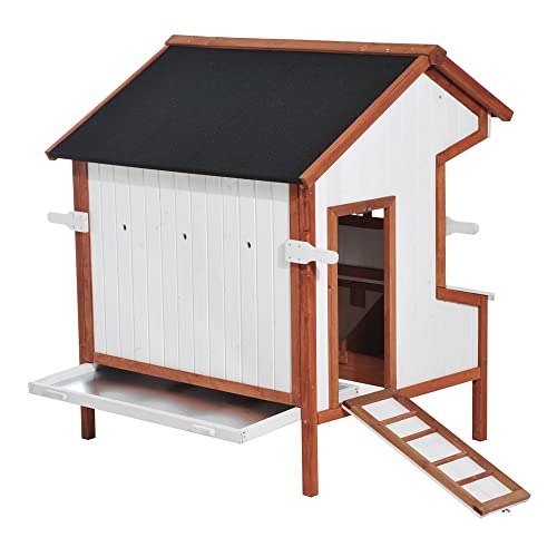 PawHut 47" Chicken Coop Wooden Chicken House Rabbit Hutch Raised Poultry Cage Portable Hen Pen Backyard with Nesting Box and Handles PawHut