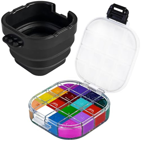 16-Well Empty Paint Organizer with Airtight Preservation, Each Cell Holds Up to 8ml of Paint Color for Easy Transportation, Small Lid Palette for DUGATO