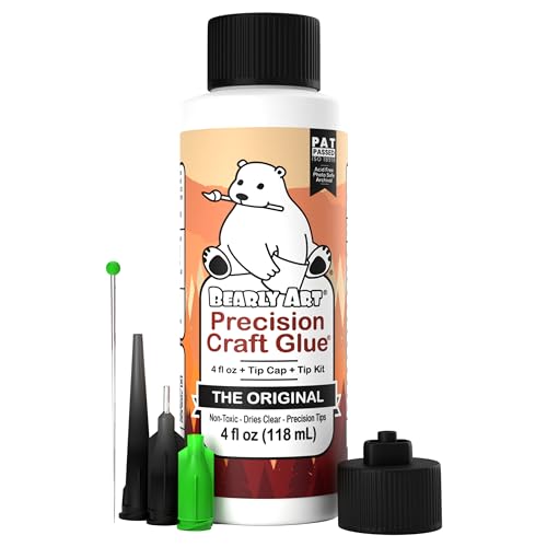 Bearly Art Precision Craft Glue - The Original - 4fl oz - Tip Kit Included - Dries Clear - Metal Tip - Wrinkle Resistant - Flexible and Crack - WoodArtSupply