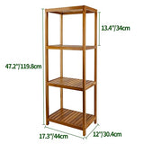 VaeFae Teak Bathroom Shelf, 4-Tier Storage Shelf, Wooden Stand Shelf Organizer for Bathroom, Kitchen, Living Room, Laundry, Garage VaeFae