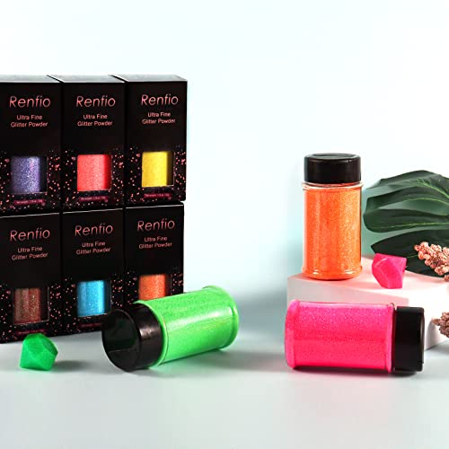 Renfio Iridescent Ultra Fine Glitter Powder Resin Supplies Glitters 1.75 Oz (50g) PET Flake Crafts Sequins 1/128" 0.008" 0.2mm Epoxy Chips Flakes for Renfio