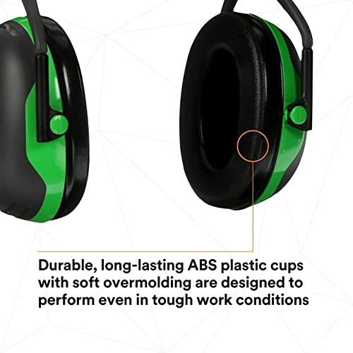 3M Peltor X1A Over-the-Head Ear Muffs, Noise Protection, NRR 22 dB, Construction, Manufacturing, Maintenance, Automotive, Woodworking,Green 3M Personal Protective Equipment