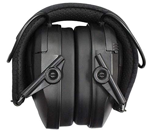Walker's Razor Slim Shooter Electronic Hunting Folding Hearing Protection Earmuffs with 23dB Noise Reduction and Shockproof Carrying Case, Black Walker's