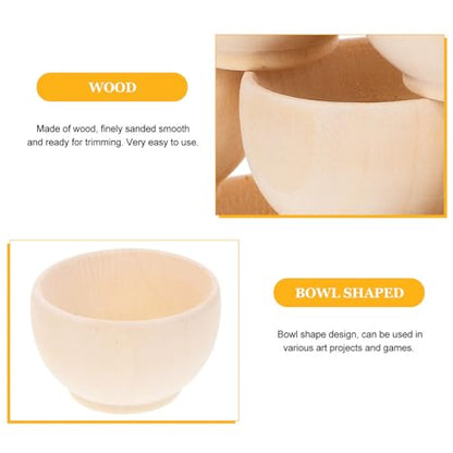 KALLORY Unfinished Wood Blank Bowls 10pcs Miniature Wooden Bowls Unpainted Tiny Bowls Dollhouse Tableware for DIY Painting Art Crafts Projects - WoodArtSupply