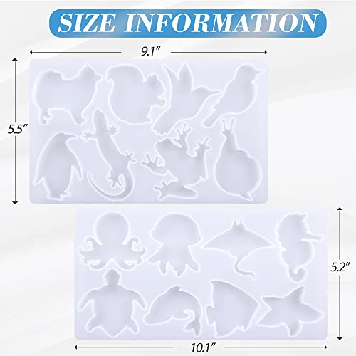 Pulcher Resin Molds, 16 Marine Terrestrial Amphibious Animals Keychain Making Silicone Mold for Epoxy Resin Casting Craft DIY Pendants Ornaments Pulcher