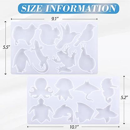 Pulcher Resin Molds, 16 Marine Terrestrial Amphibious Animals Keychain Making Silicone Mold for Epoxy Resin Casting Craft DIY Pendants Ornaments - WoodArtSupply