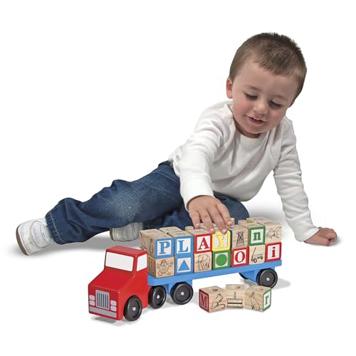 Melissa & Doug Alphabet Blocks Wooden Truck Educational Toy - WoodArtSupply