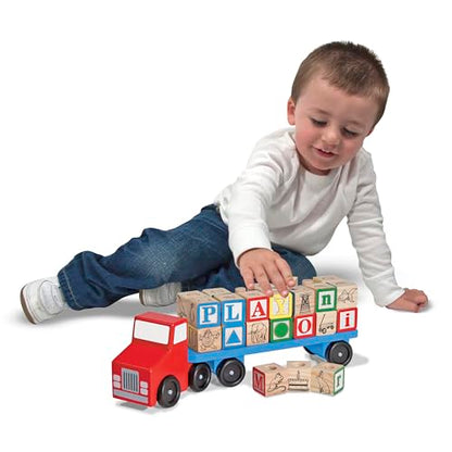 Melissa & Doug Alphabet Blocks Wooden Truck Educational Toy - WoodArtSupply