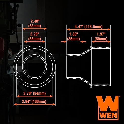 WEN DCA001 4-Inch to 2-1/2-Inch Cone Reducer Attachment for Dust Hoses and Dust Collection Systems WEN