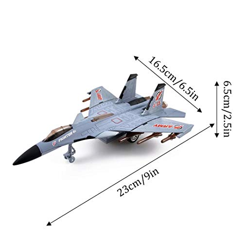 QIAONIUNIU Toy Airplane Model Planes Alloy Pull Back Fighter for Boys with Flashing Lights, Real Jet Sound (Gray) - WoodArtSupply