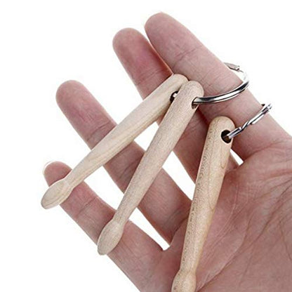 SUPVOX 3PCS Mini Wood Drumstick Keychain Drum Stick Key Ring Gift for Drummer Friends Double Drum Stick - WoodArtSupply