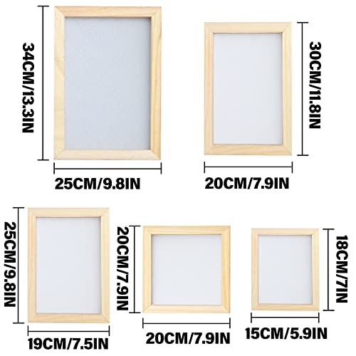 KeaJuidy 5 Size Paper Making Frame Kit Wooden Paper Making Screen Making Frame for DIY Paper Crafts and Dried Flower Handcraft