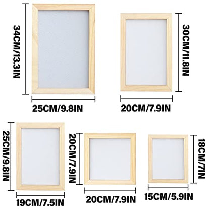 KeaJuidy 5 Size Paper Making Frame Kit Wooden Paper Making Screen Making Frame for DIY Paper Crafts and Dried Flower Handcraft