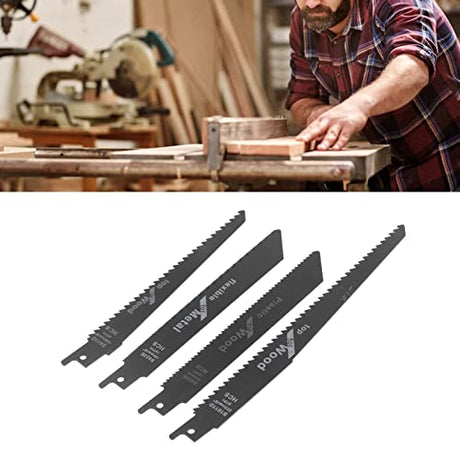 4Pcs Sabre Saw Blade Jigsaw Reciprocating Saw Blade Wood Sawing Blade Cutter Reciprocating Cutting Tool Set Kit for Wood Plastic Metal LiebeWH