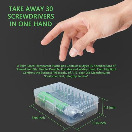 SOWINOS Mini Screwdriver Set, Small Screwdriver Set, 30 Precision Screwdrivers Bit Including Torx Triangle Heads and a Case, Repair Tools Kit for SOWINOS