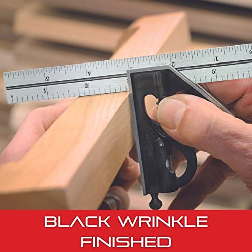 Starrett Square Head for 12"/300mm and Larger Combination Squares, Combination Sets, and Bevel Protractors - Black Wrinkle Finished, Cast Iron Steel Starrett