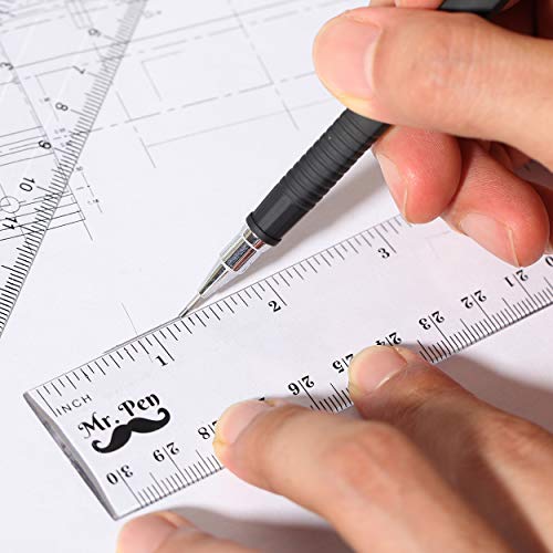 Mr. Pen- Ruler, Rulers 12 inch, Pack of 3, Clear Ruler, Plastic Ruler, Drafting Tools, Rulers for Kids, Measuring Tools, Ruler Set, Ruler inches and Mr. Pen