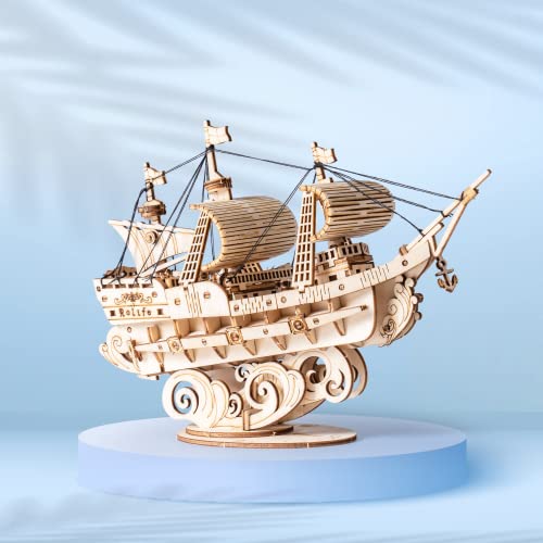 Rolife 3D Wooden Puzzles Model Kit for Adults to Build, Wooden Model Ship Series Sailing Ship Building Model Kit, DIY Crafts - WoodArtSupply