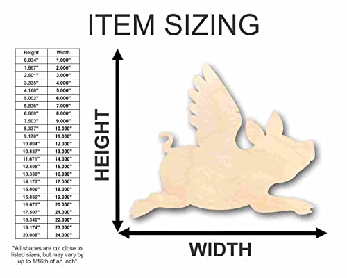 Unfinished Wood Flying Pig Shape - Animal - Joke - Craft - up to 24" DIY 10" / 1/4" - WoodArtSupply