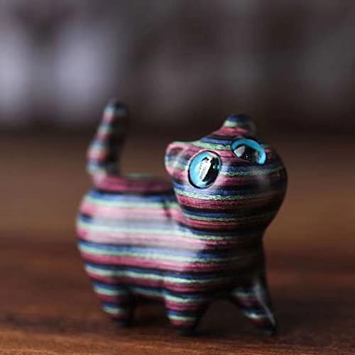 4Pcs Sandalwood Hand Carved Wood Cat, Handmade Wood Carved Cats Hand Carved Kitten Pet Sandalwood Decoration Handmade Wood Carved Cats Cute Cat SYWAN