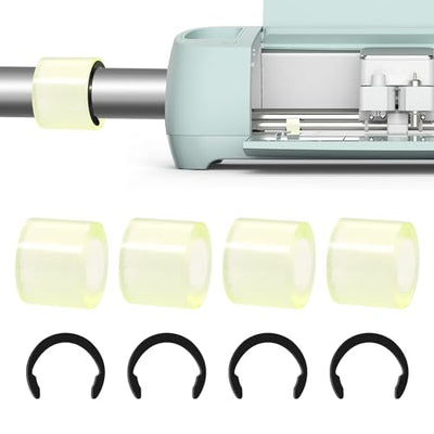 4 Pcs Rubber Roller Resolution for Cricut Maker and 4 Pcs Rubber Roller Replacement, Keep Rubber in Place with Retaining Rings Keep Rubber from