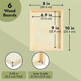 6 Pack of Unfinished Wood Canvas Boards for Painting, 8x10 Inch Deep Cradle Wooden Panels for Crafts (Blank, 0.85 Inches Thick) Juvale