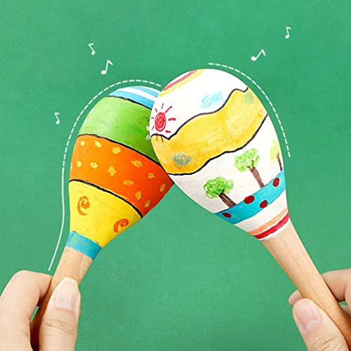 SUPVOX 8 Pcs DIY Wood Maracas Unfinished Hand Painted Maracas Party Favors Mini Wooden Fiesta Maracas for Kids Painting Craft Mexican Fiesta Birthday SUPVOX