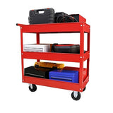 Torin Heavy Duty Utility Cart with 3 Shelf Tiers, Rolling Tool Cart on Wheels, 400lbs Load Capacity, for Garage Warehouse Workshop, APTC302B, Red Torin