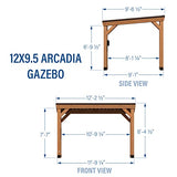 Backyard Discovery Arcadia 12 x 9.5 All Cedar Wooden Gazebo Pavilion with Hard Top Steel Slope Roof, Durable, Supports Snow Loads and Wind Speed, Rot Backyard Discovery