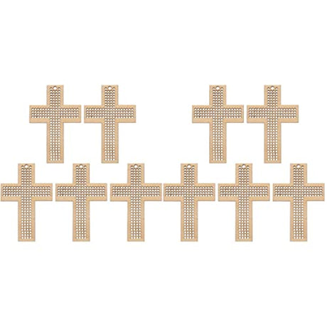Ciieeo 10 Pcs Cross Stitch Wood Pieces Embroidery Hoop Stand Needlecraft Cross- Disc Wooden Board Wooden Heart Tags Stocking Stuffers Wooden Love Ciieeo