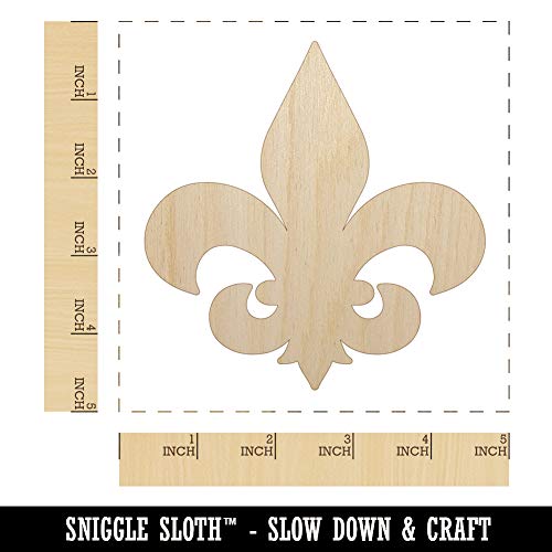Fleur de Lis Solid Unfinished Wood Shape Piece Cutout for DIY Craft Projects - 1/8 Inch Thick - 4.70 Inch Size Sniggle Sloth