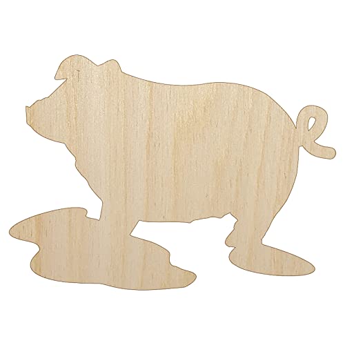Pig in Mud Solid Unfinished Wood Shape Piece Cutout for DIY Craft Projects - 1/8 Inch Thick - 4.70 Inch Size Sniggle Sloth