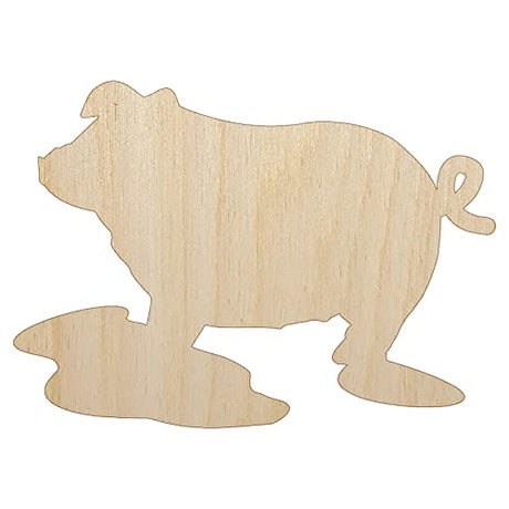 Pig in Mud Solid Unfinished Wood Shape Piece Cutout for DIY Craft Projects - 1/8 Inch Thick - 4.70 Inch Size Sniggle Sloth