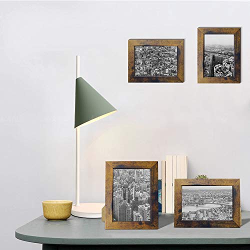 PETAFLOP Gallery Wall Frame Set 7 Pack Distressed Picture Frame Set, One 8x10, Two 5x7, Four 4x6 Picture Frames
