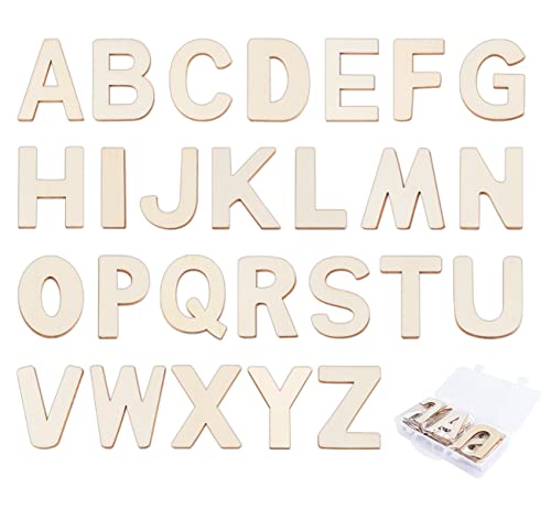 3" Wooden Letters - 78 Pcs Wood Alphabet Letters for Crafts Wood Letters Sign Decoration Unfinished Wood Letters for Letter Board/Wall ilauke