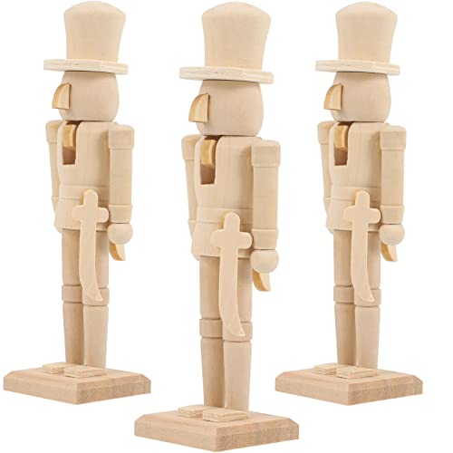 PRETYZOOM Thanksgiving Decor 3pcs Christmas Unfinished Wood Nutcrackers Unpainted Nutcracker Soldier DIY Blank Nutcracker Figures Ornaments for Xmas PRETYZOOM