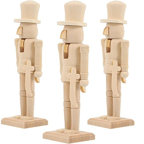 PRETYZOOM Thanksgiving Decor 3pcs Christmas Unfinished Wood Nutcrackers Unpainted Nutcracker Soldier DIY Blank Nutcracker Figures Ornaments for Xmas PRETYZOOM