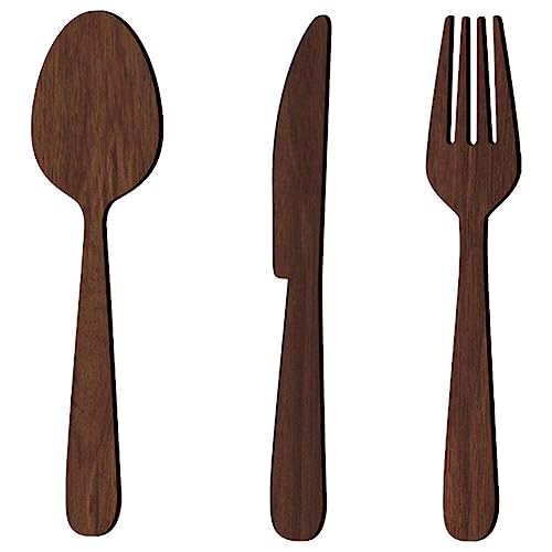 ABOOFAN 1 Set Wooden Fork Spoon Sign Room Decor Dining Room Wall Decor Kitchen Rustic Art Fork and Spoon Wall Decor Wall Decor Living Room Eat Sign ABOOFAN