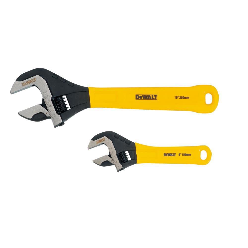 Dewalt DWHT75497 2 Pc. Dip Grip Adjustable Wrench, Yellow - WoodArtSupply